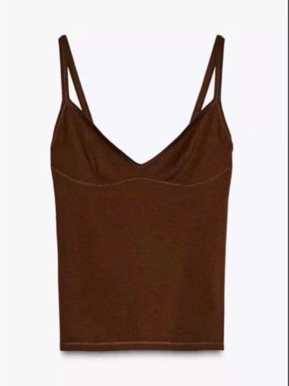 Zara Brown V-Neck Cami Top Sz S